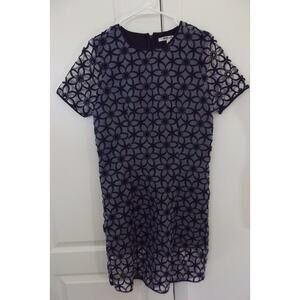 MOON Brand DRESS - Size SMALL - Short Sleeve Blue Floral Lined Sheath Dress